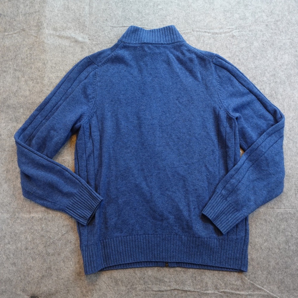 Pure Collection Cardigan Mens Medium Blue Wool Cashmere Ribbed Full Zip Sweater - Picture 5 of 10